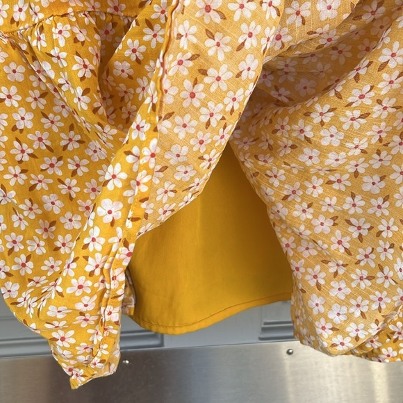 Old Navy Plus Yellow Orange Wrap Dress Waist Defined Ruffle Sleeve Womens Sz 2XL - Picture 9 of 9